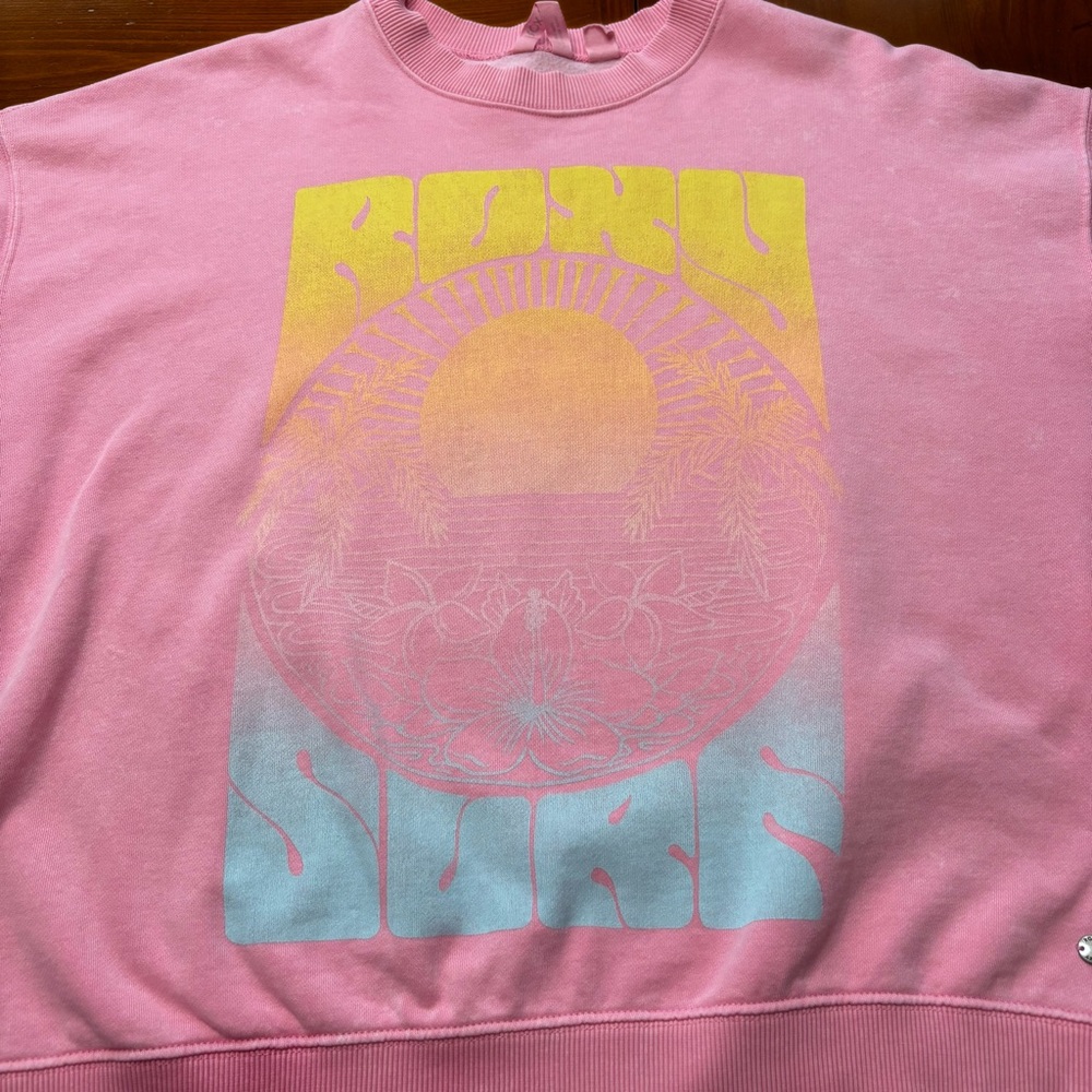 Roxy Lineup Pink Oversized Graphic Sweatshirt Size Small - Picture 7 of 16